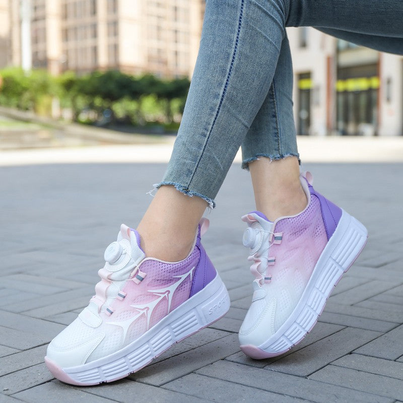 Kids' Sneakers with Wheels - Low-Top Double-Wheel and Four-Wheel Styles