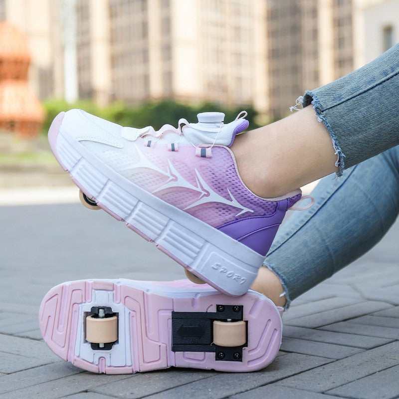 Kids' Sneakers with Wheels - Low-Top Double-Wheel and Four-Wheel Styles