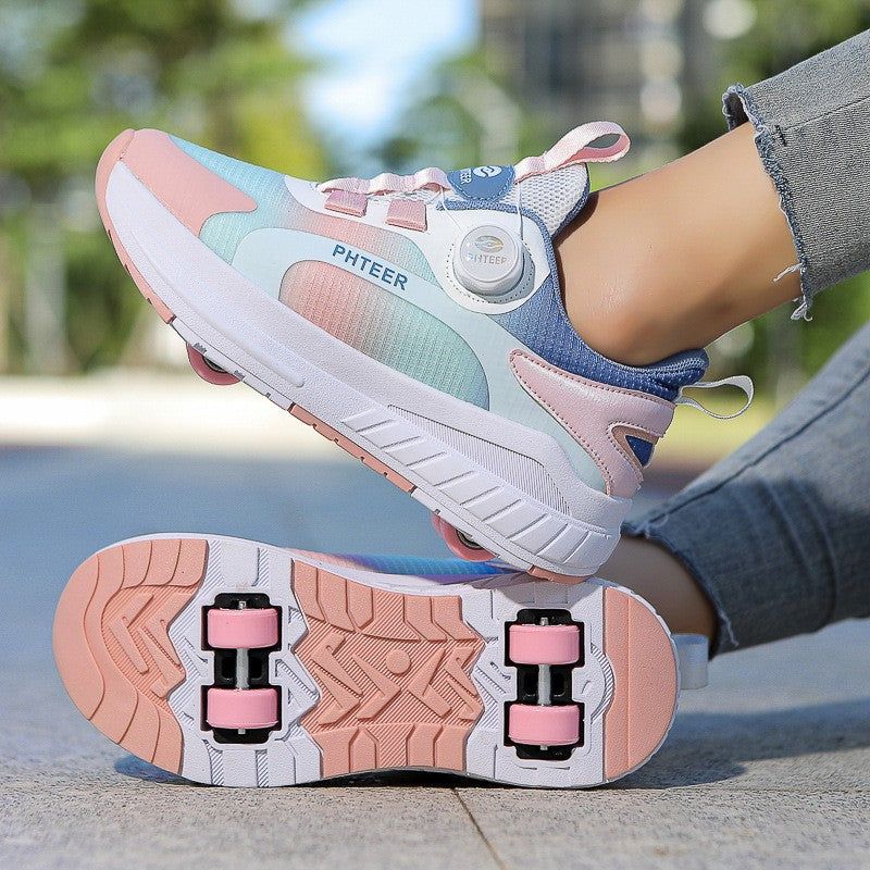 Kids' Sneakers with Wheels - Low-Top Double-Wheel and Four-Wheel Styles