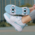 Kids' Sneakers with Wheels - Low-Top Double-Wheel and Four-Wheel Styles