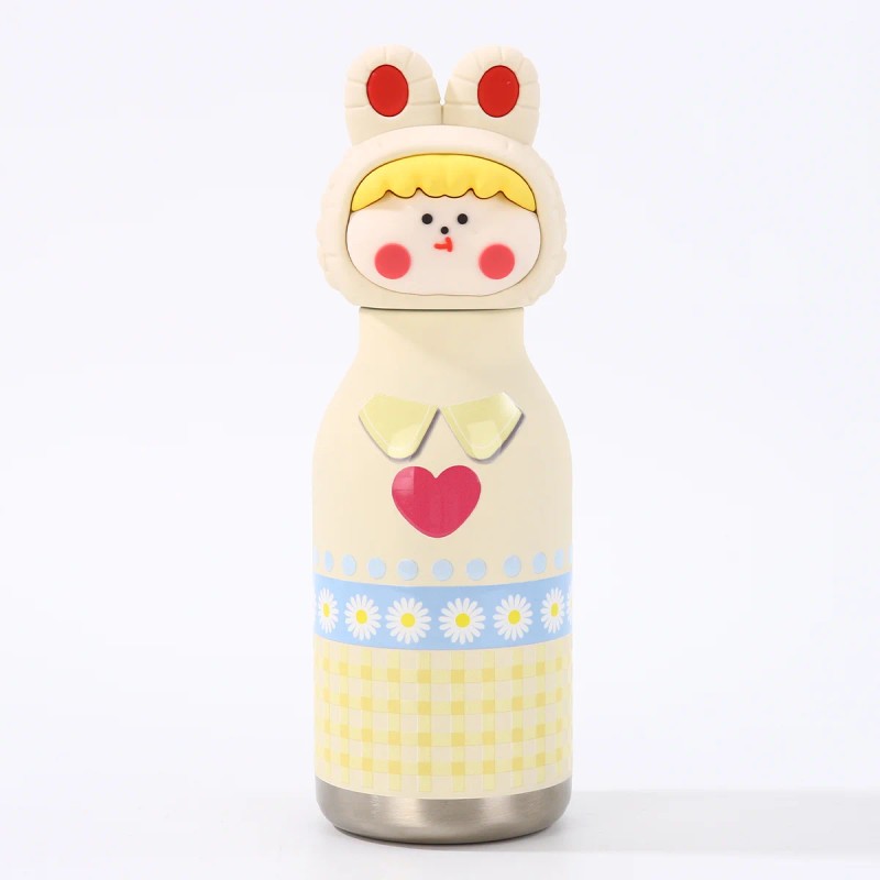 Kids Straw Water Bottle with Animal Cap