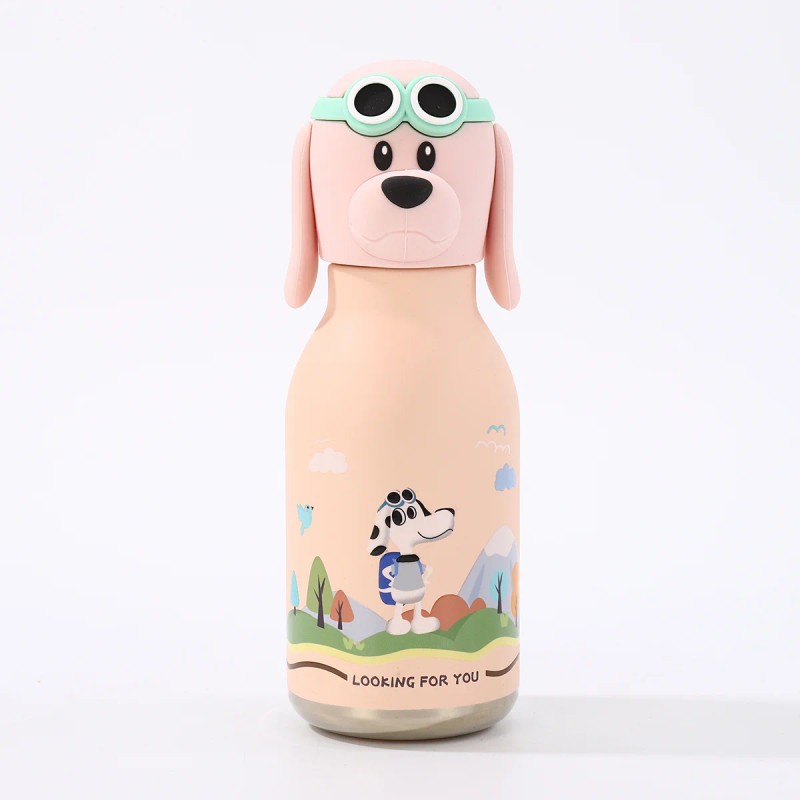 Kids Straw Water Bottle with Animal Cap