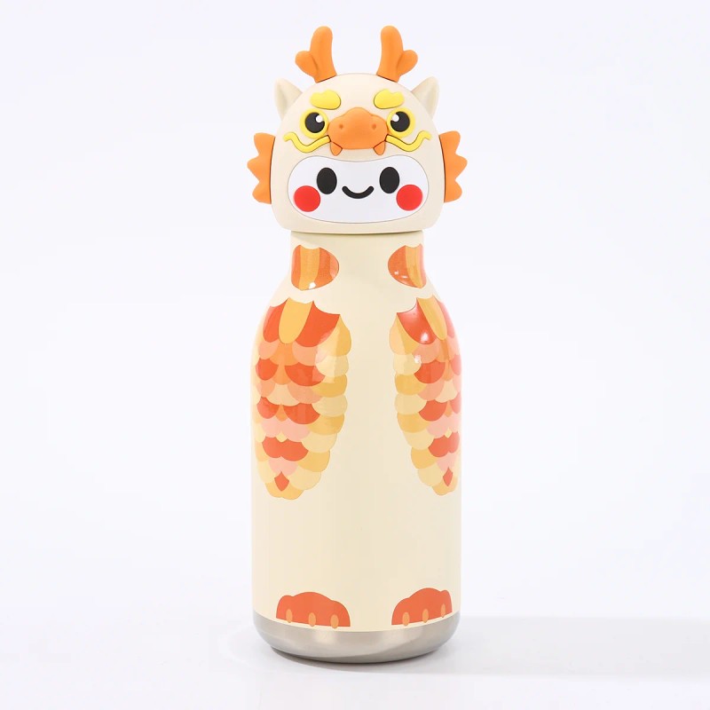 Kids Straw Water Bottle with Animal Cap