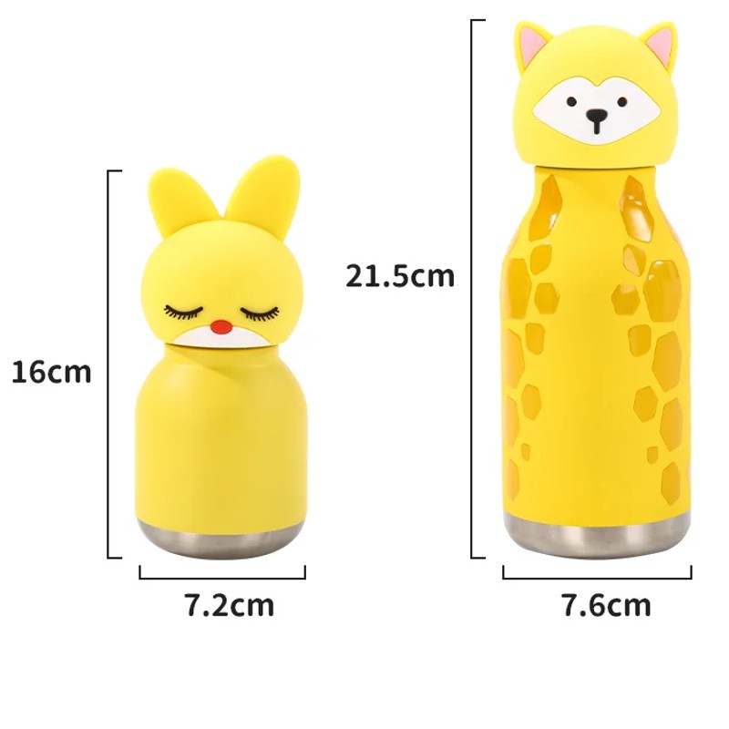 Kids Straw Water Bottle with Animal Cap