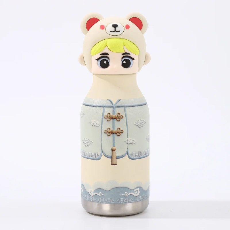 Kids Straw Water Bottle with Animal Cap