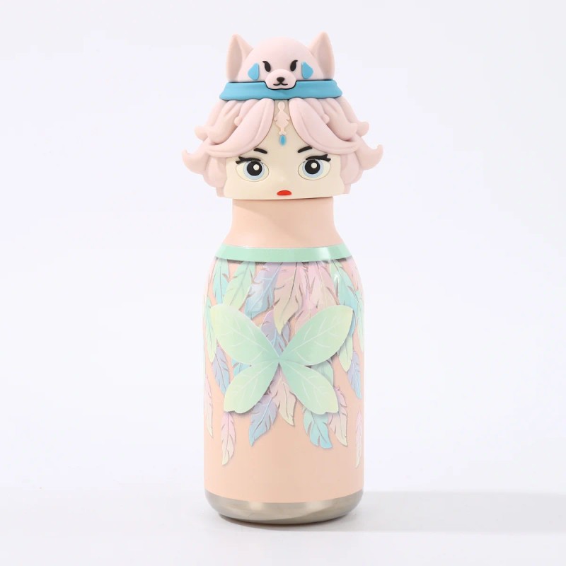 Kids Straw Water Bottle with Animal Cap