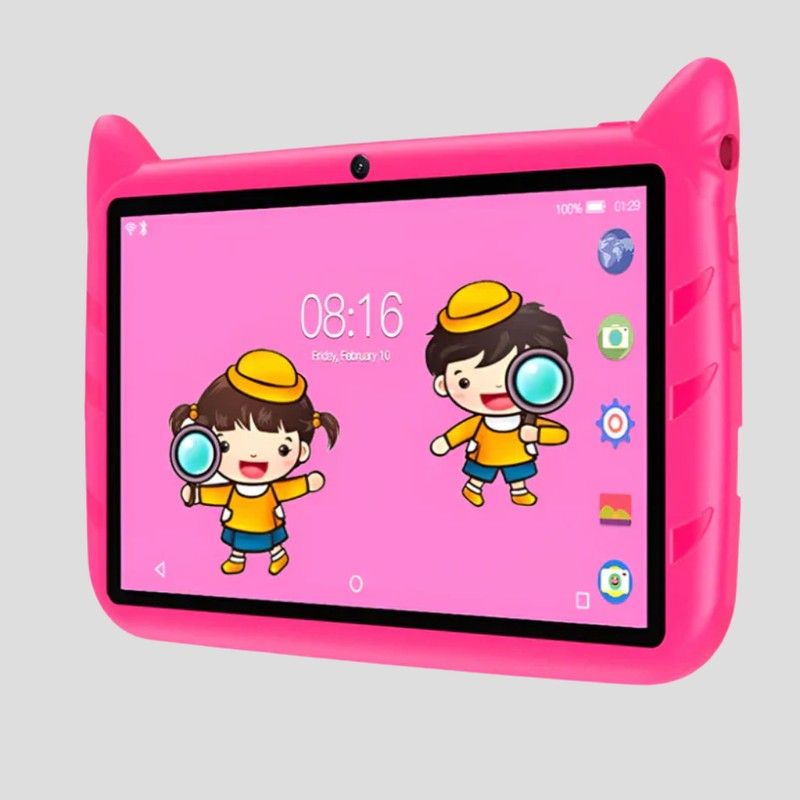 Kids' Tablet with Shock-Absorbent Case - Pink and Blue