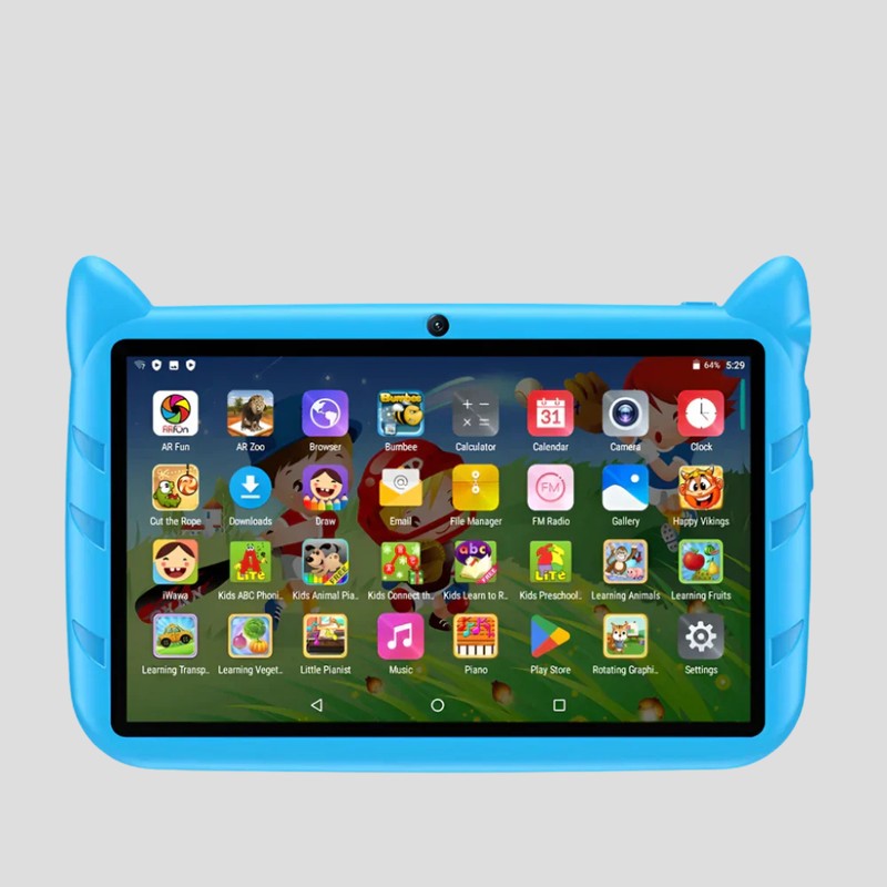 Kids' Tablet with Shock-Absorbent Case - Pink and Blue