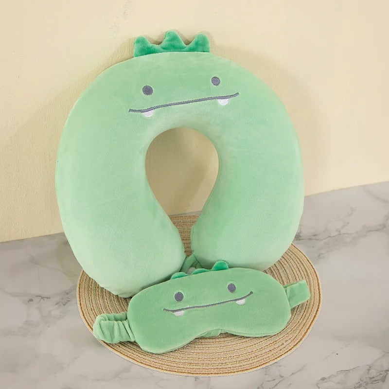 Kids Travel Neck Pillow and Sleep Eye Mask Set - Animal