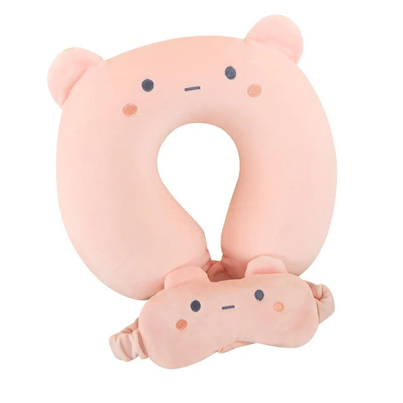 Kids Travel Neck Pillow and Sleep Eye Mask Set - Animal