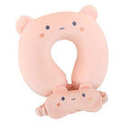 Kids Travel Neck Pillow and Sleep Eye Mask Set - Animal