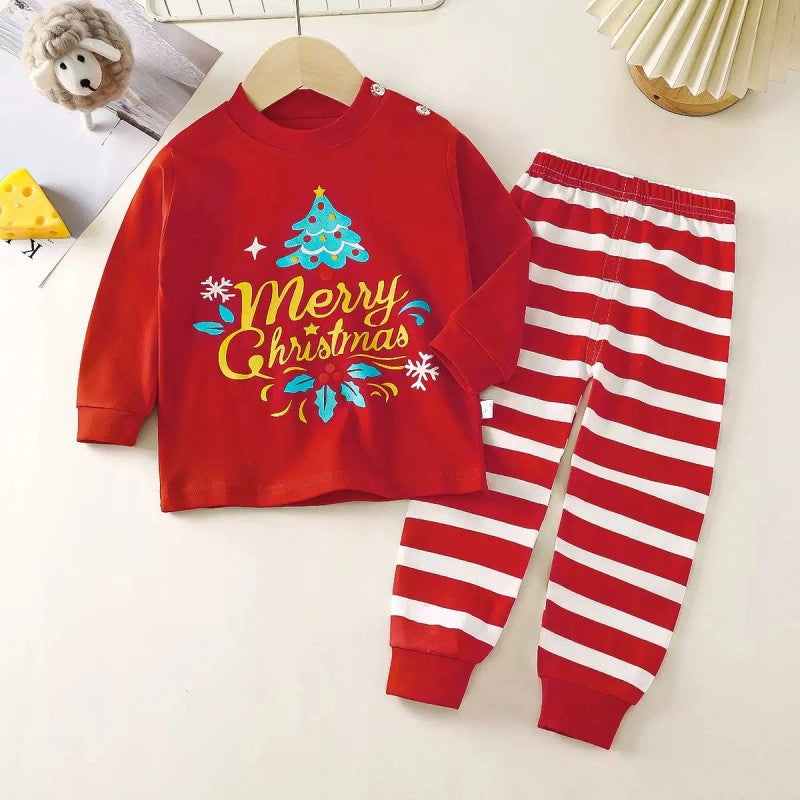Kids Two Piece Christmas Pajama Set - Long Sleeve Top and Pants