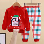 Kids Two Piece Christmas Pajama Set - Long Sleeve Top and Pants
