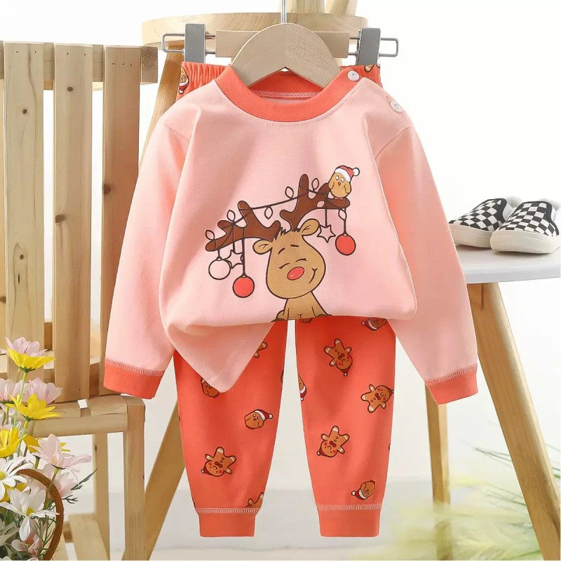 Kids Two Piece Christmas Pajama Set - Long Sleeve Top and Pants