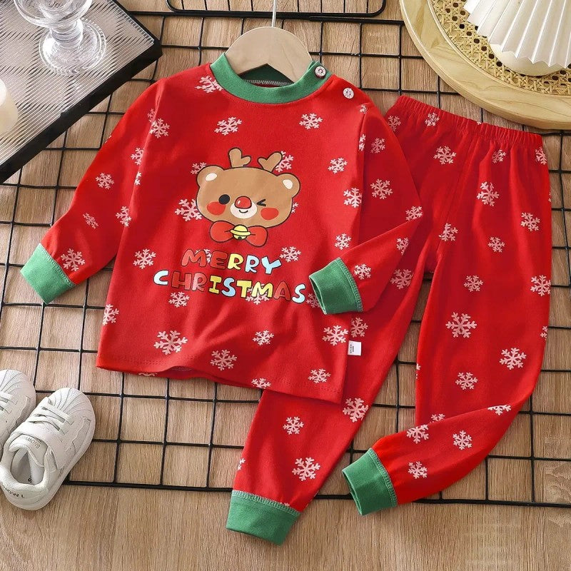 Kids Two Piece Christmas Pajama Set - Long Sleeve Top and Pants