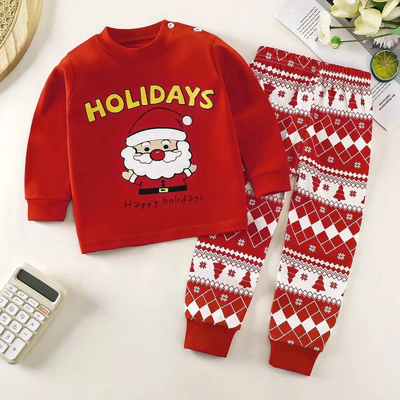 Kids Two Piece Christmas Pajama Set - Long Sleeve Top and Pants