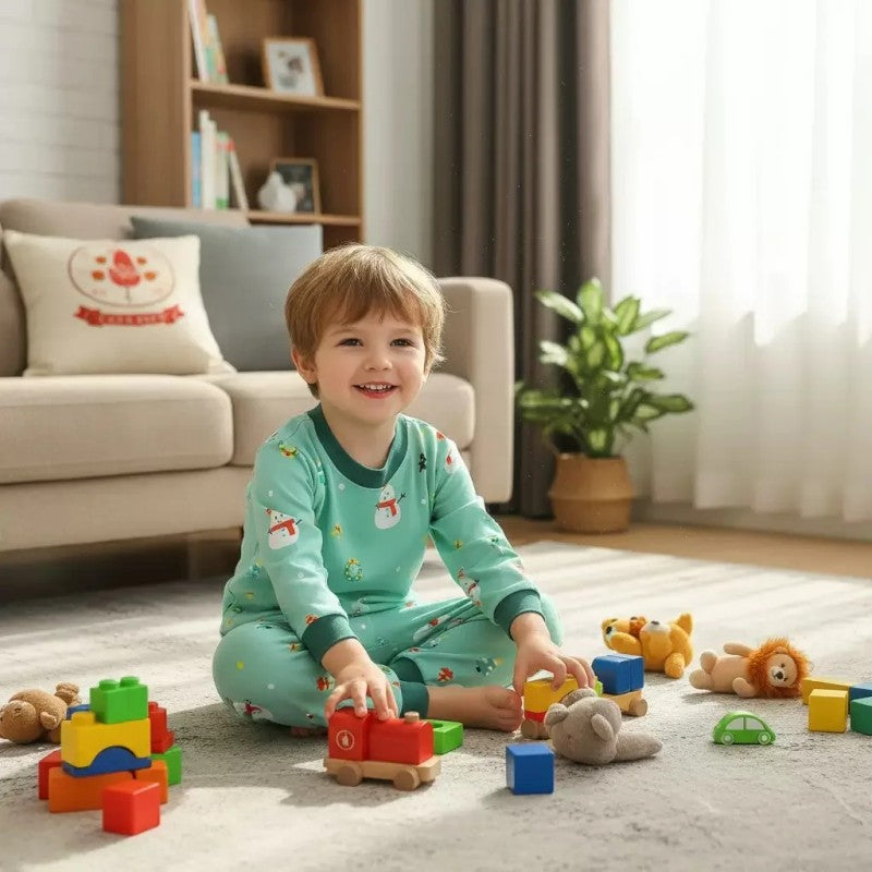 Kids Two Piece Christmas Pajama Set - Long Sleeve Top and Pants