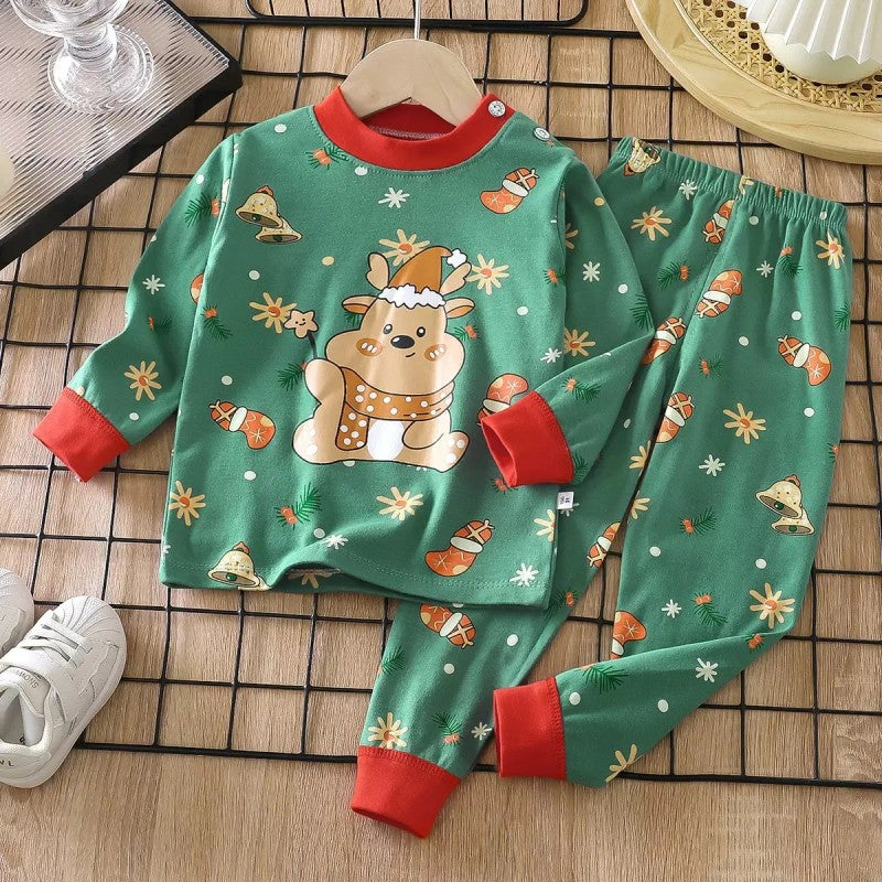 Kids Two Piece Christmas Pajama Set - Long Sleeve Top and Pants
