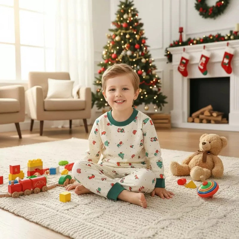 Kids Two Piece Christmas Pajama Set - Long Sleeve Top and Pants