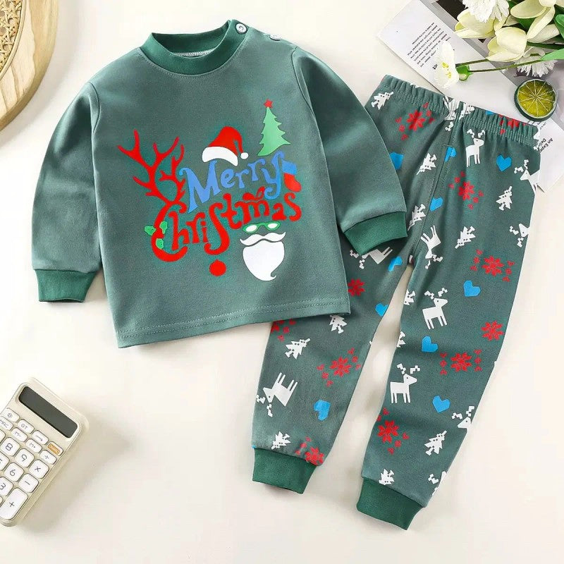 Kids Two Piece Christmas Pajama Set - Long Sleeve Top and Pants