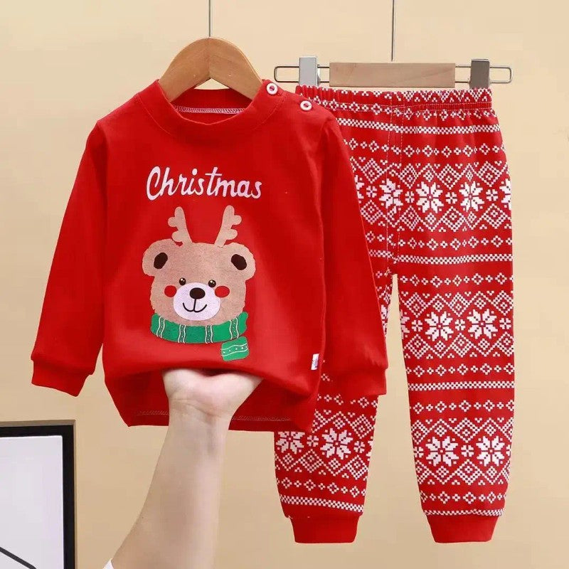 Kids Two Piece Christmas Pajama Set - Long Sleeve Top and Pants