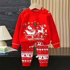 Kids Two Piece Christmas Pajama Set - Long Sleeve Top and Pants