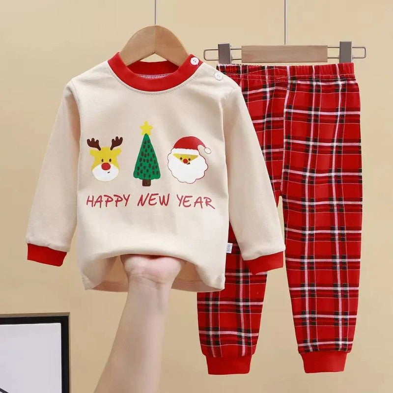 Kids Two Piece Christmas Pajama Set - Long Sleeve Top and Pants