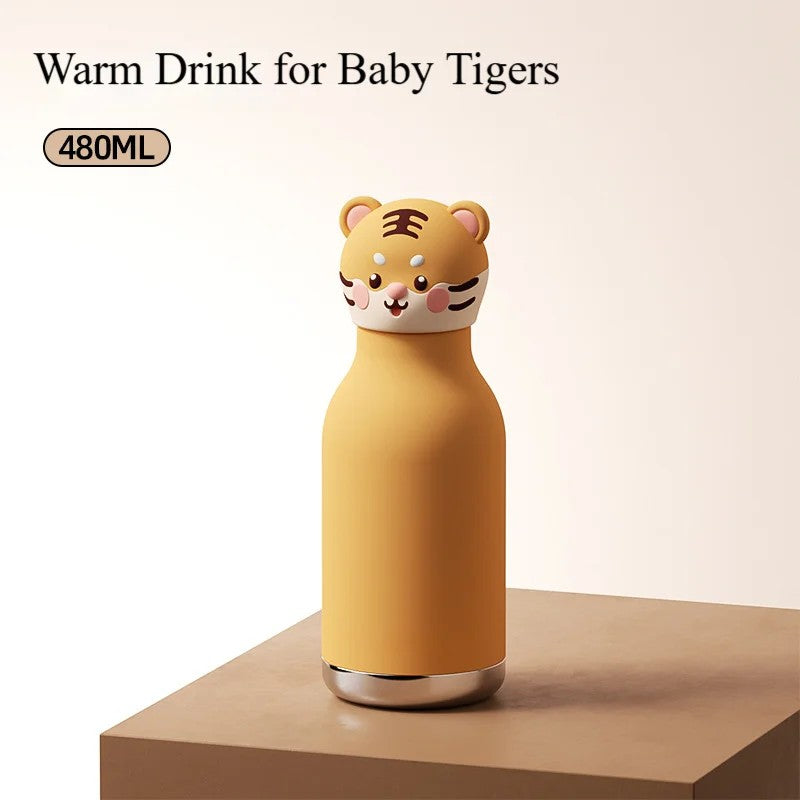 Kids Water Bottle - Vacuum Insulated with Animal Lid