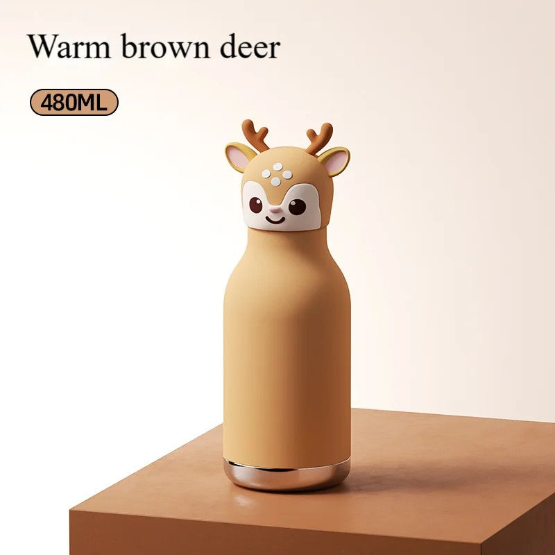 Kids Water Bottle - Vacuum Insulated with Animal Lid