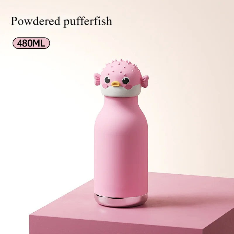 Kids Water Bottle - Vacuum Insulated with Animal Lid