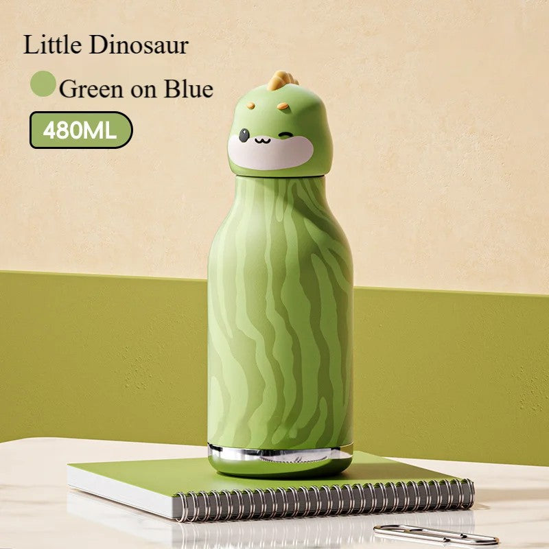 Kids Water Bottle - Vacuum Insulated with Animal Lid