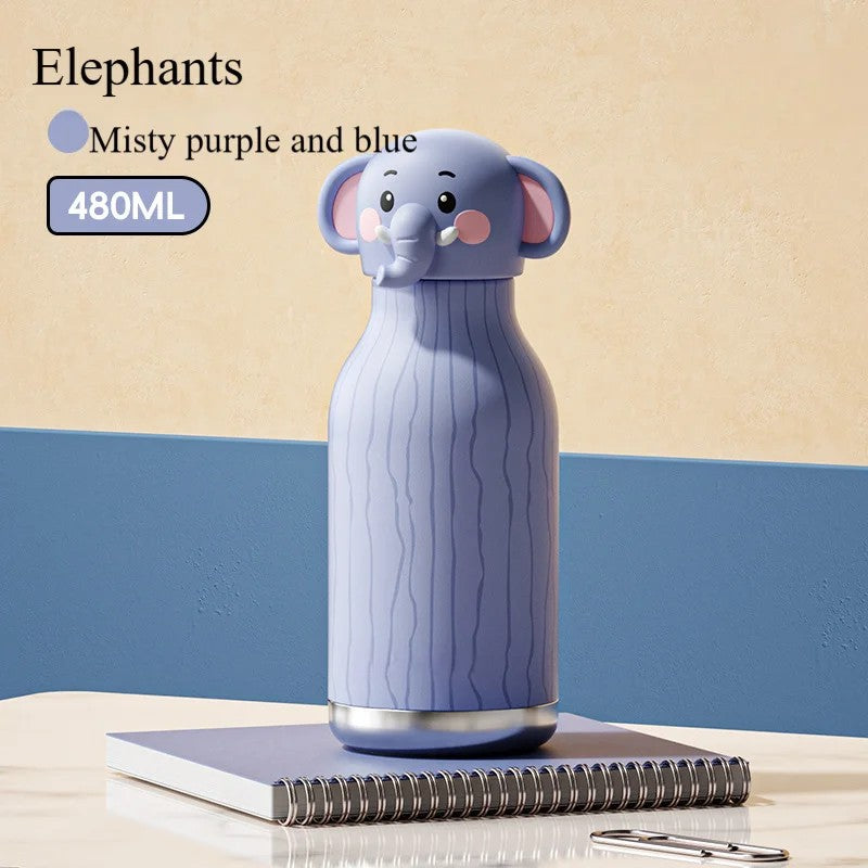 Kids Water Bottle - Vacuum Insulated with Animal Lid