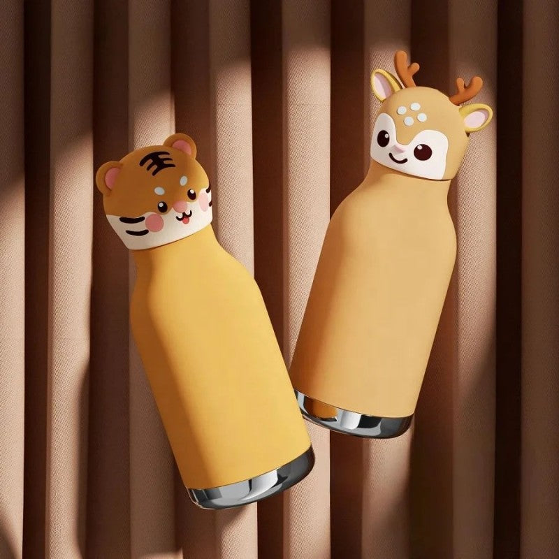 Kids Water Bottle - Vacuum Insulated with Animal Lid