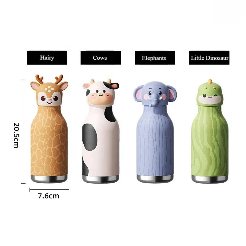 Kids Water Bottle - Vacuum Insulated with Animal Lid