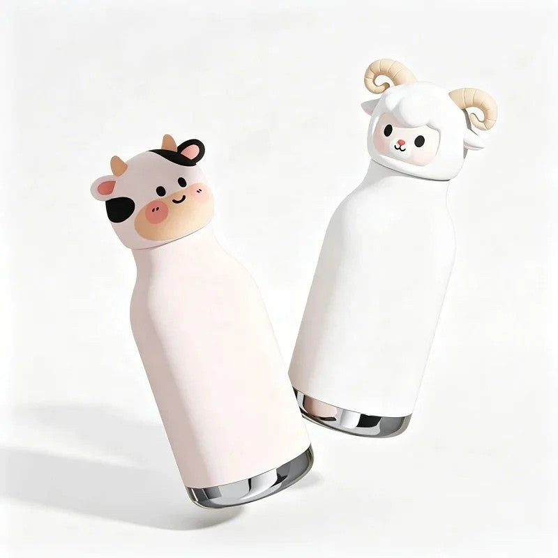 Kids Water Bottle - Vacuum Insulated with Animal Lid