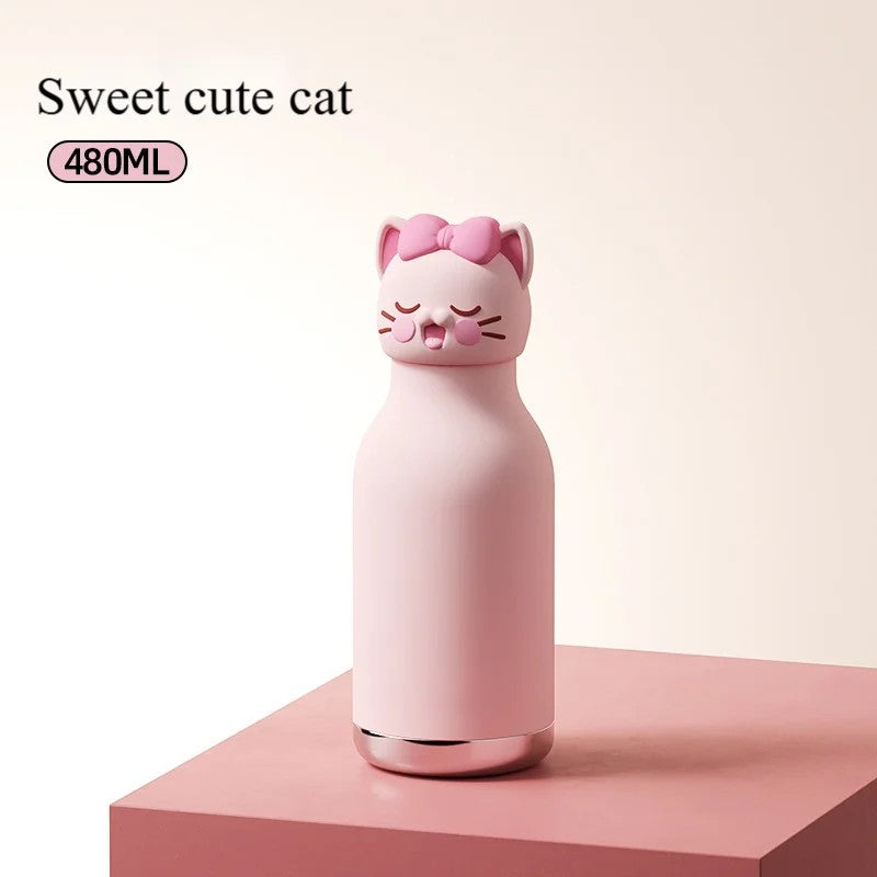 Kids Water Bottle - Vacuum Insulated with Animal Lid