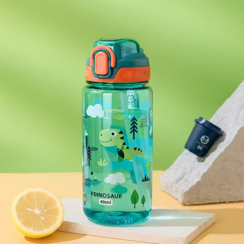 Kids Water Bottle with Straw - Dinosaur Print