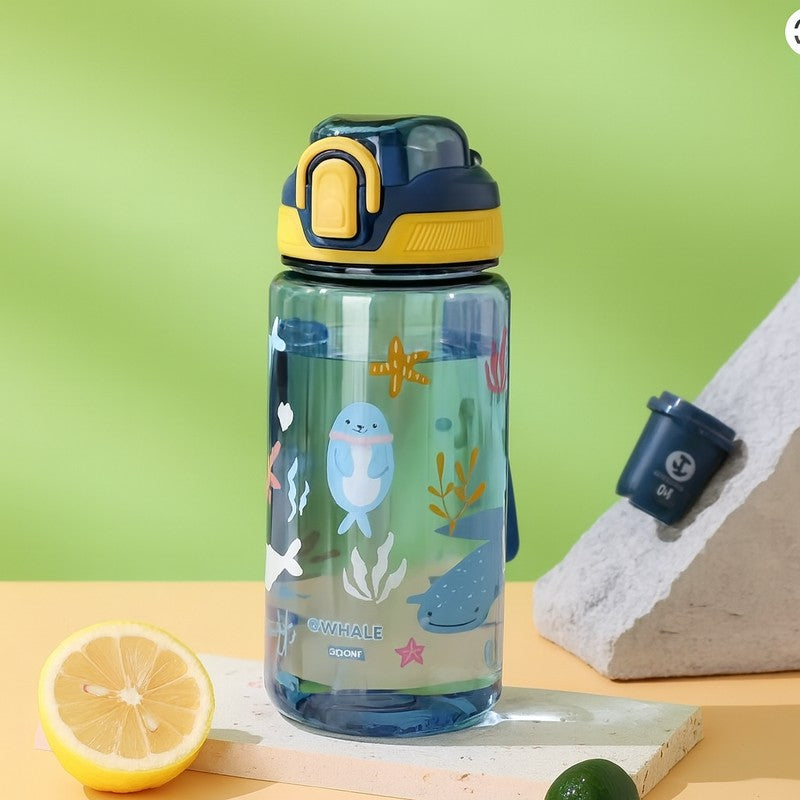 Kids Water Bottle with Straw - Dinosaur Print