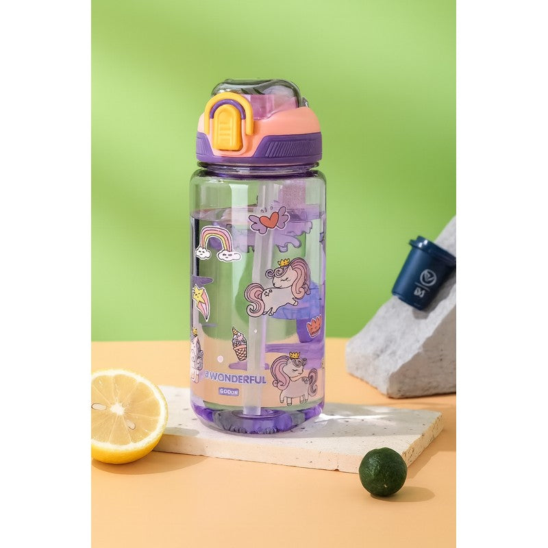 Kids Water Bottle with Straw - Dinosaur Print
