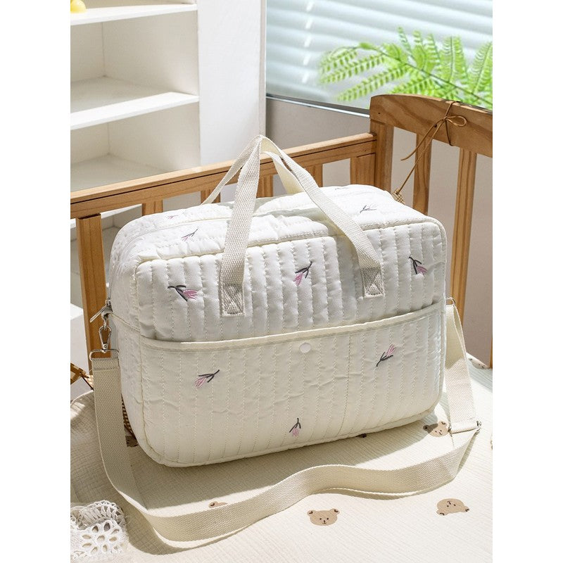 Large Capacity Mommy Tote Bag - Quilted with Embroidery