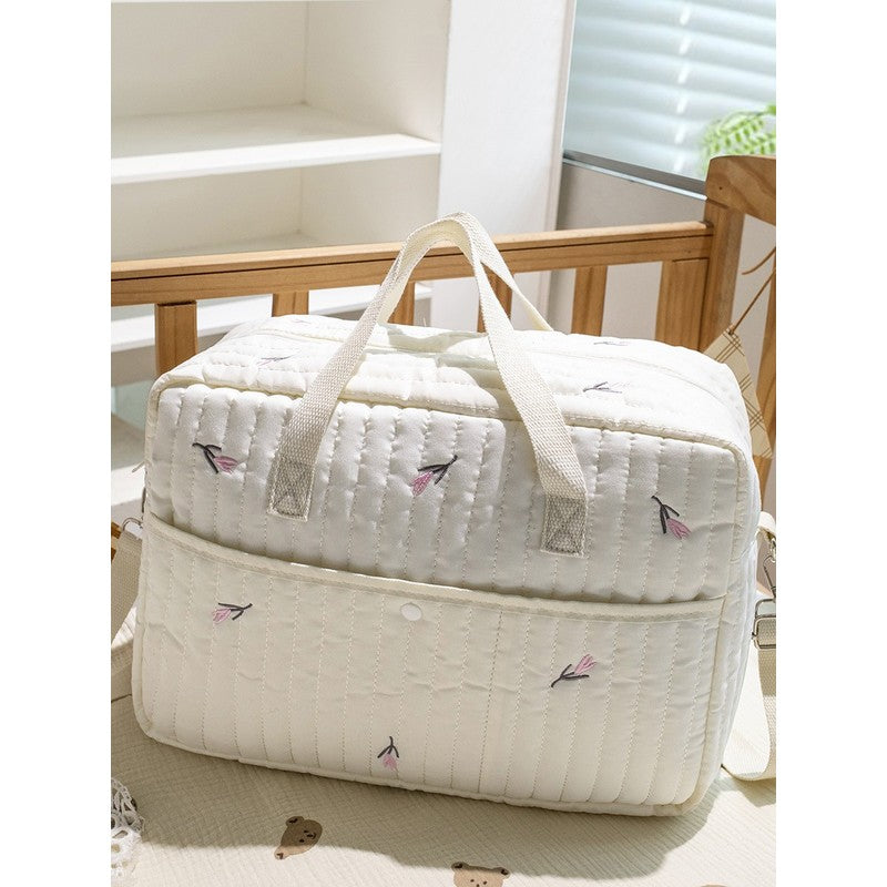 Large Capacity Mommy Tote Bag - Quilted with Embroidery