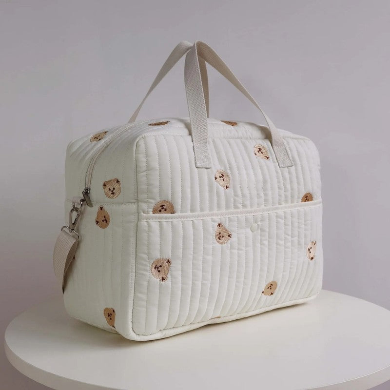 Large Capacity Mommy Tote Bag - Quilted with Embroidery