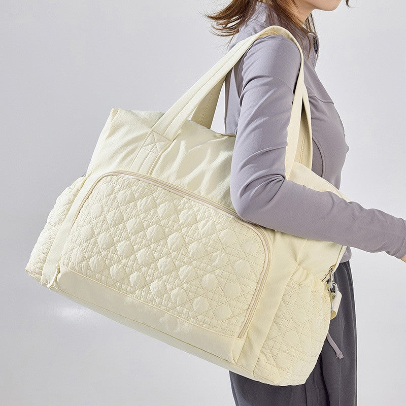 Large Capacity Tote Bag - Quilted Panel