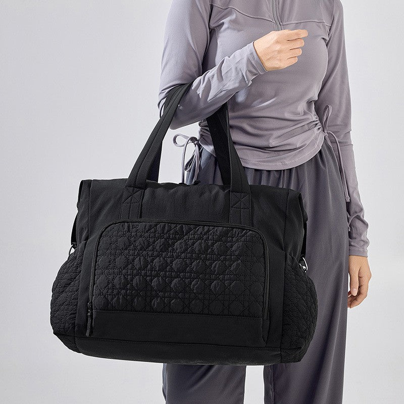 Large Capacity Tote Bag - Quilted Panel