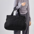 Large Capacity Tote Bag - Quilted Panel
