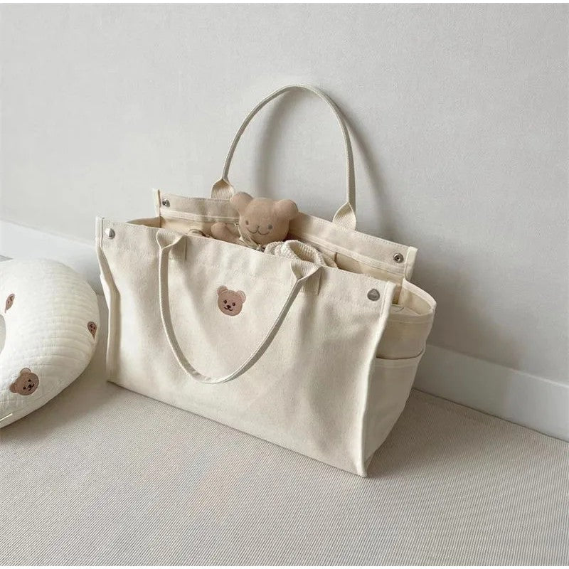 Large Diaper Bag - Bear Embroidery