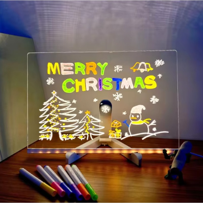 LED Acrylic Erasable Message Board with USB Light Strip