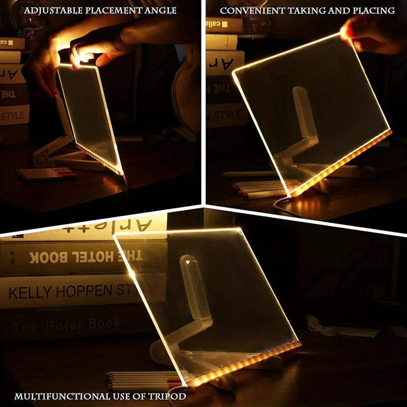 LED Acrylic Erasable Message Board with USB Light Strip