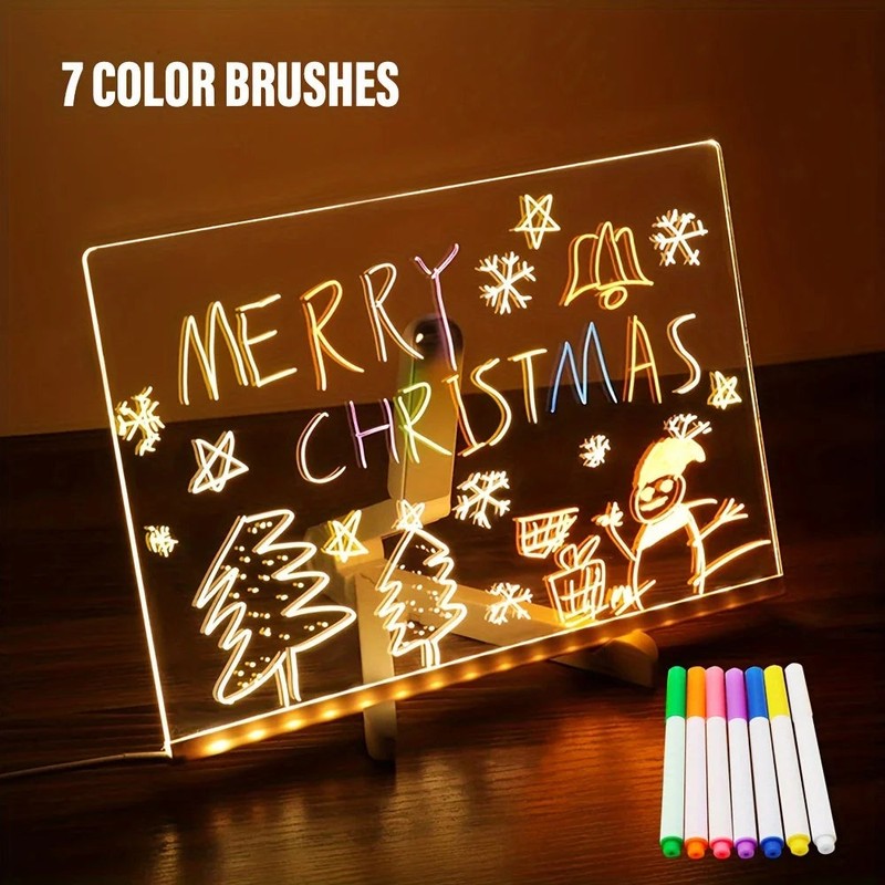 LED Acrylic Erasable Message Board with USB Light Strip