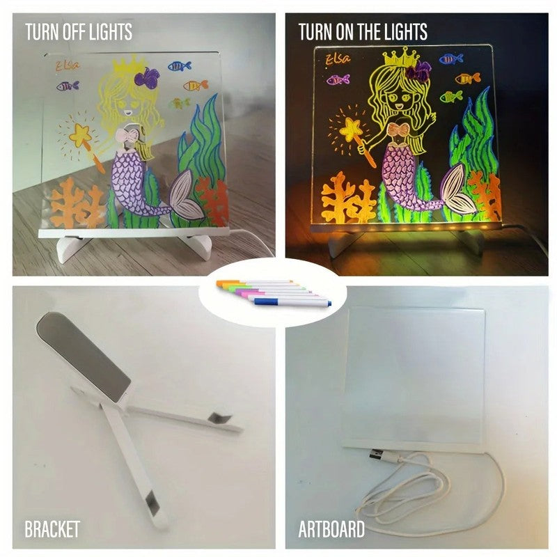 LED Acrylic Erasable Message Board with USB Light Strip